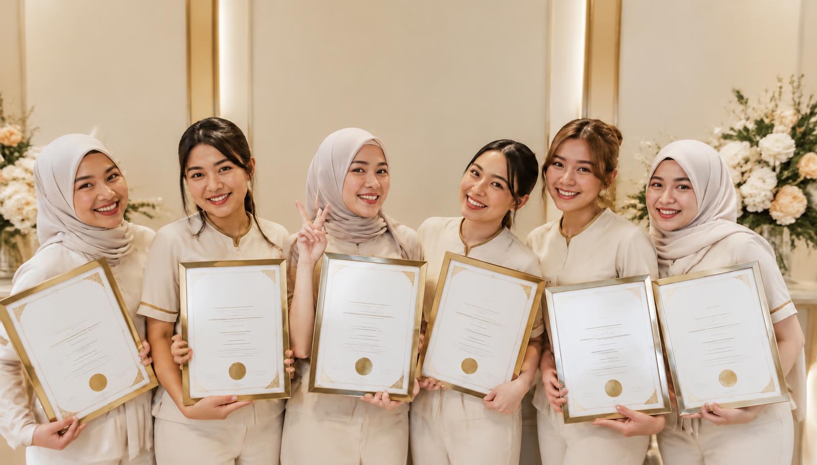 Proud Malaysian graduates holding their certificates